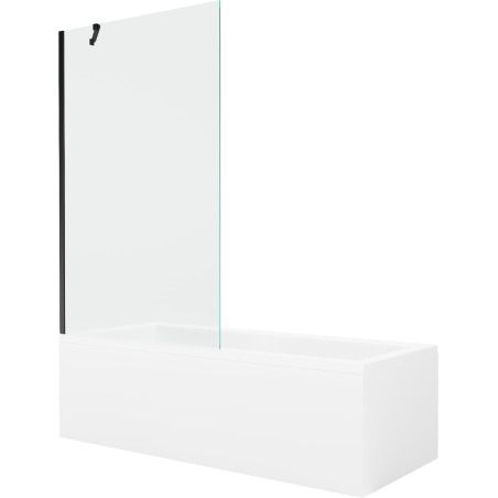 Mexen Cubik правоъгълна вана 150 x 70 cm с облицовка и 1-крилен параван 100 cm, прозрачен, черен - 550315070X9510000070