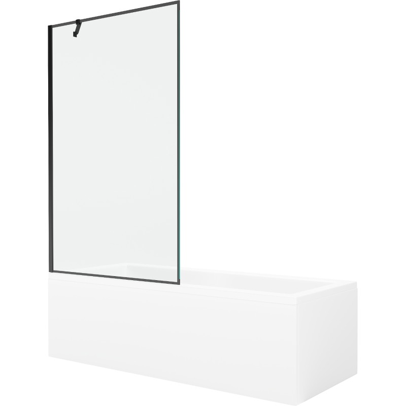 Mexen Cubik правоъгълна вана 150 x 70 cm с обвивка и еднокрил параван 100 cm, черен