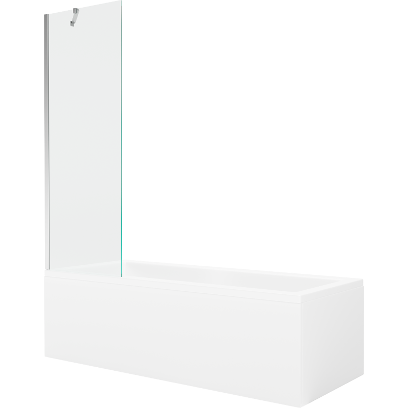 Mexen Cubik правоъгълна вана 160 x 70 cm с корпус и еднокрилен параван 60 cm, прозрачен, хром - 550316070X9506000001