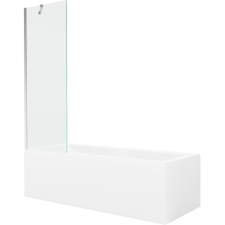 Mexen Cubik правоъгълна вана 160 x 70 cm с корпус и еднокрилен параван 60 cm, прозрачен, хром - 550316070X9506000001