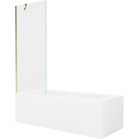 Mexen Cubik правоъгълна вана 160 x 70 cm с облицовка и 1-крилна преграда 70 cm, прозрачна, златна - 550316070X9507000050