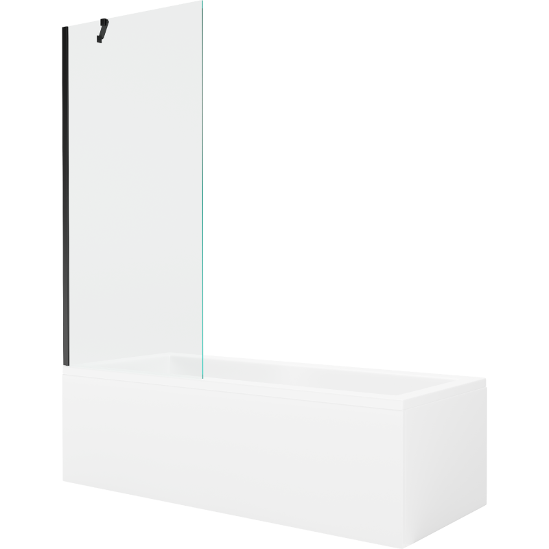 Mexen Cubik правоъгълна вана 160 x 70 cm с облицовка и 1-отделен параван 80 cm, прозрачна, черна - 550316070X9508000070