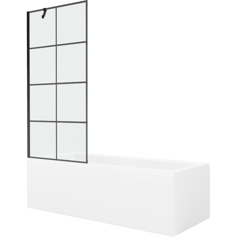 Mexen Cubik правоъгълна вана 160 x 70 cm с корпус и еднокрилен параван 80 cm, черен десен - 550316070X9508007077