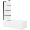Mexen Cubik правоъгълна вана 160 x 70 cm с корпус и еднокрилен параван 80 cm, черен десен - 550316070X9508007077
