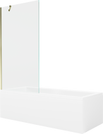 Mexen Cubik правоъгълна вана 160 x 70 cm с корпус и еднокрилен параван 90 cm, прозрачен, златен - 550316070X9509000050