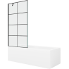 Mexen Cubik правоъгълна вана 160 x 70 cm с облицовка и 1-крилен параван 90 cm, черен модел - 550316070X9509007077