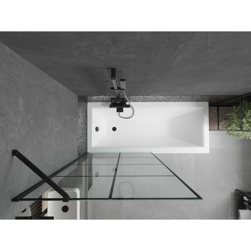 Mexen Cubik правоъгълна вана 160 x 70 cm с облицовка и 1-крилен параван 90 cm, черен модел - 550316070X9509007077