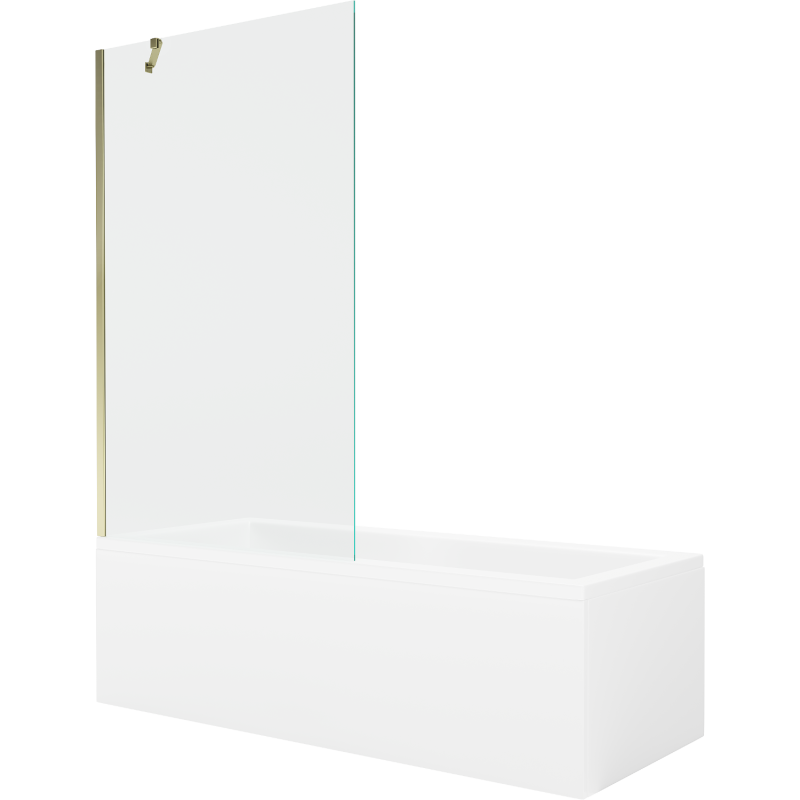 Mexen Cubik правоъгълна вана 160 x 70 cm с корпус и параван с 1 крило 100 cm, прозрачен, златен - 550316070X9510000050