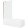 Mexen Cubik правоъгълна вана 160 x 70 cm с корпус и параван с 1 крило 100 cm, прозрачен, златен - 550316070X9510000050
