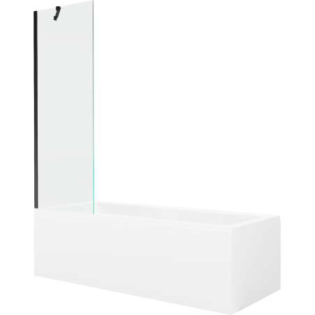 Mexen Cubik правоъгълна вана 170 x 70 cm с облицовка и 1-крилен параван 60 cm, прозрачен, черен - 550317070X9506000070