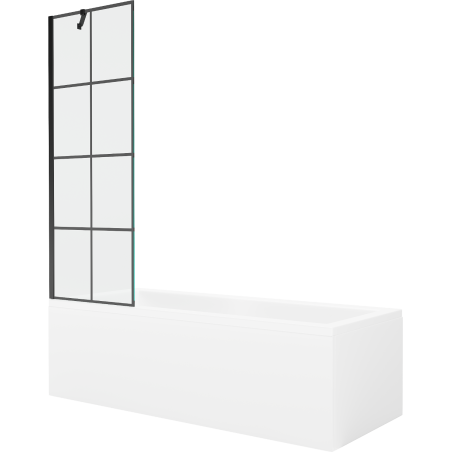 Mexen Cubik правоъгълна вана 170 x 70 cm с корпус и 1-крилен параван 60 cm, черен