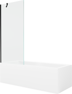 Mexen Cubik правоъгълна вана 170 x 70 cm с корпус и еднокрилен параван 80 cm, прозрачно, черно - 550317070X9508000070