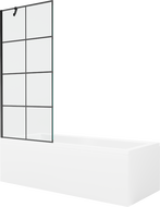 Mexen Cubik правоъгълна вана 170 x 70 cm с обшивка и еднокрилен параван 80 cm, черен модел - 550317070X9508007077