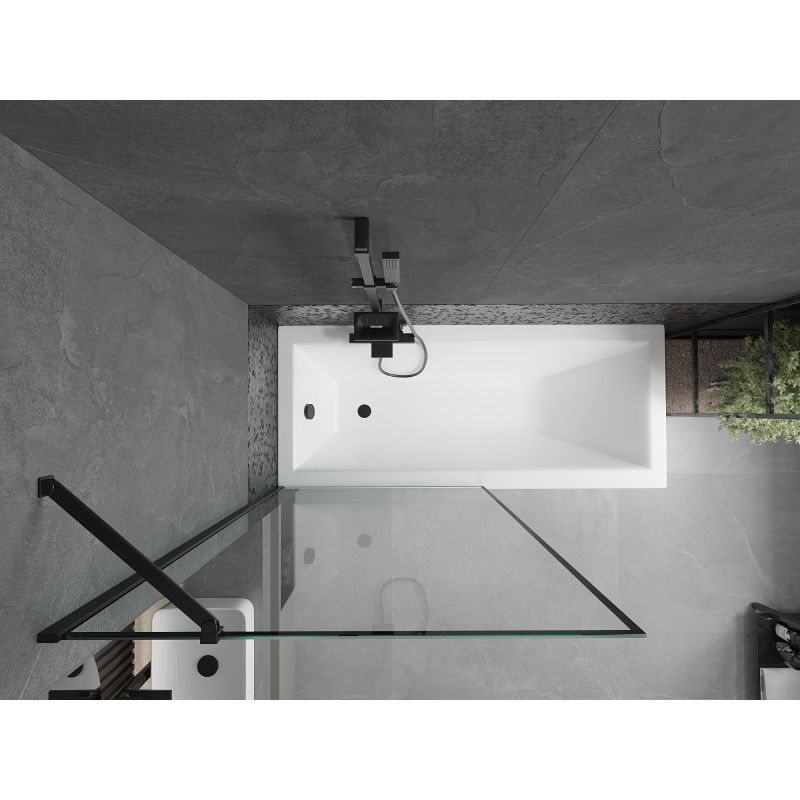 Mexen Cubik правоъгълна вана 170 x 70 cm с облицовка и еднокрилен параван 90 cm, черен мотив - 550317070X9509007070