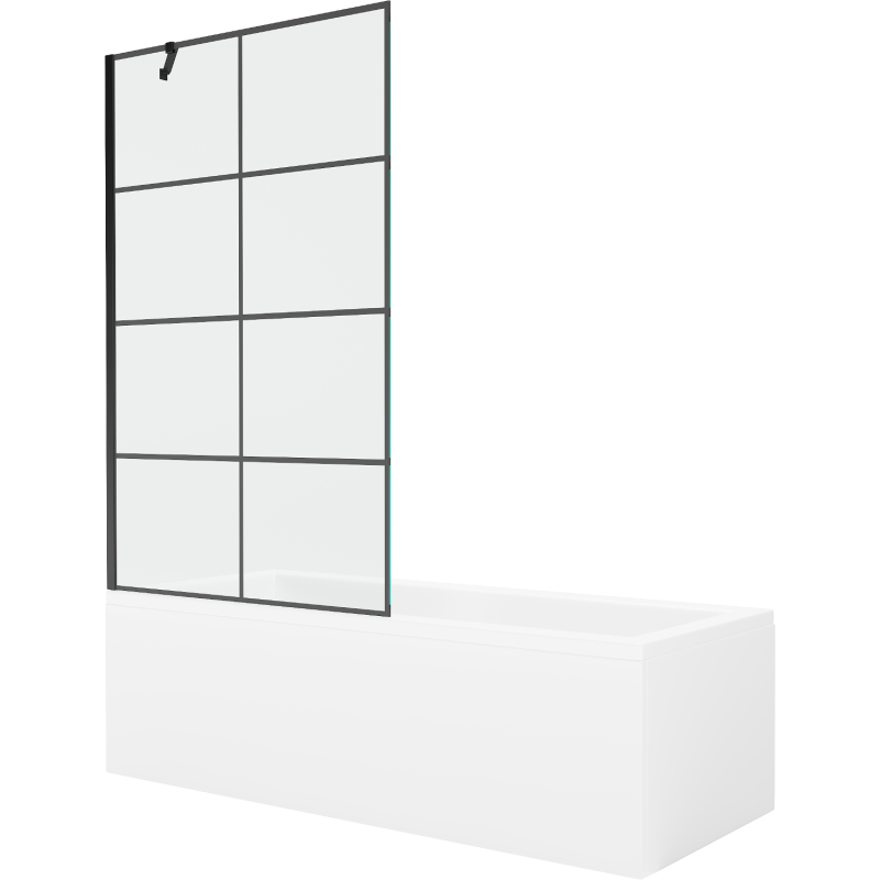 Mexen Cubik правоъгълна вана 170 x 70 cm с облицовка и еднокрилен параван 100 cm, черен мотив - 550317070X9510007077