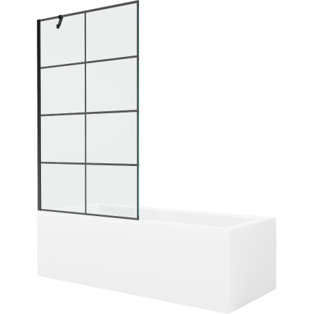 Mexen Cubik правоъгълна вана 170 x 70 cm с облицовка и еднокрилен параван 100 cm, черен мотив - 550317070X9510007077