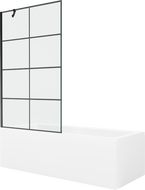 Mexen Cubik правоъгълна вана 170 x 70 cm с облицовка и еднокрилен параван 100 cm, черен мотив - 550317070X9510007077