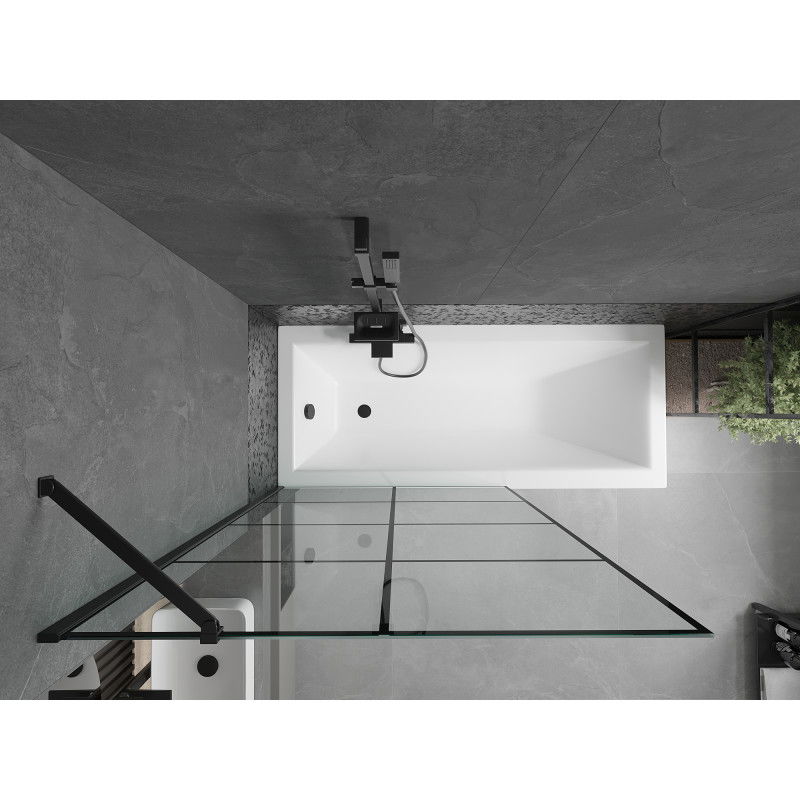 Mexen Cubik правоъгълна вана 170 x 70 cm с облицовка и еднокрилен параван 100 cm, черен мотив - 550317070X9510007077