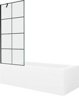 Mexen Vega правоъгълна вана 150 x 70 см с обшивка и 1-крилен параван 80 см, черен дизайн - 550115070X9508007077