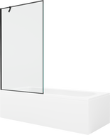 Mexen Vega правоъгълна вана 150 x 70 cm с обшивка и 1-крилен параван 100 cm, черен мотив - 550115070X9510007070