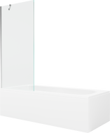 Правоъгълна вана Mexen Vega 160 x 70 cm с обшивка и 1-крилен параван 80 cm, прозрачна, хром - 550116070X9508000001
