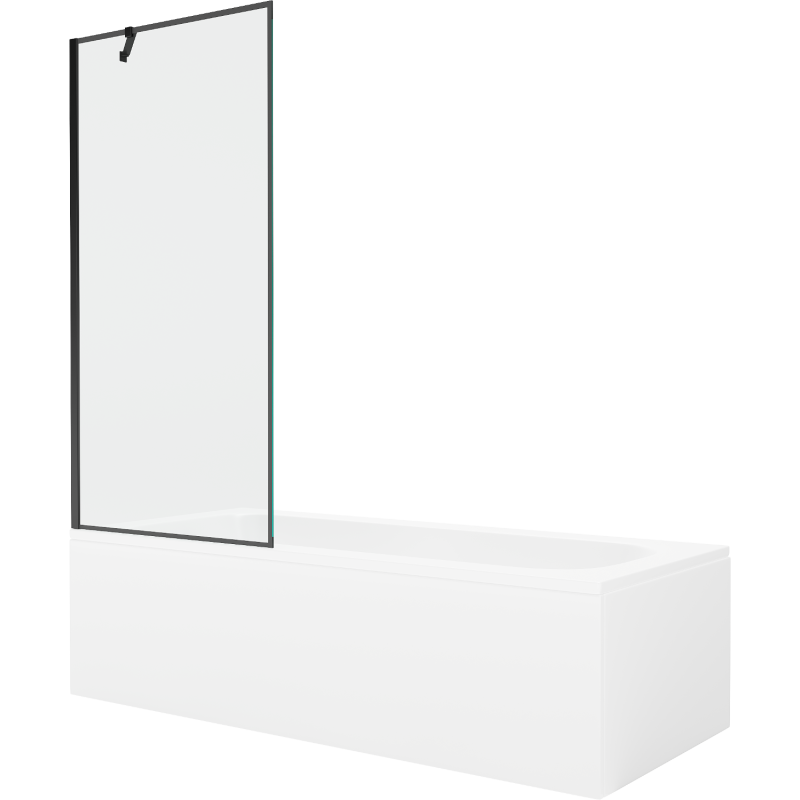 Mexen Vega правоъгълна вана 160 x 70 см с обшивка и параван с 1 крило 80 см, черен мотив - 550116070X9508007070