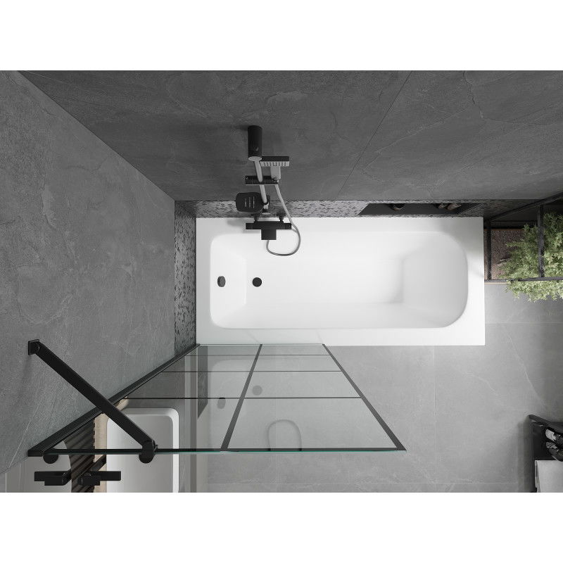 Mexen Vega правоъгълна вана 160 x 70 cm с обвивка и еднокрил параван 80 cm, черен модел - 550116070X9508007077