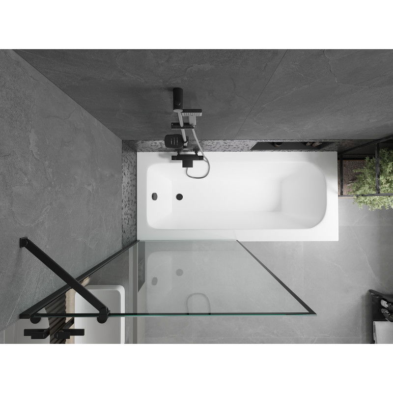 Mexen Vega правоъгълна вана 160 x 70 cm с облицовка и 1-крилен параван 90 cm, черен