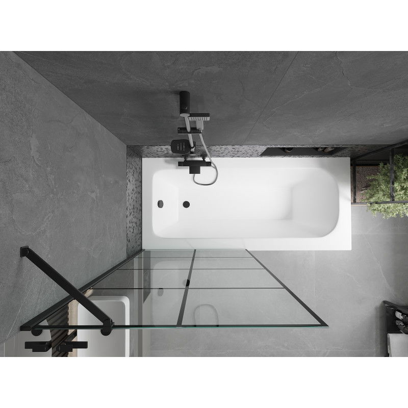 Mexen Vega правоъгълна вана 160 x 70 см с облицовка и еднокрилен параван 90 см,