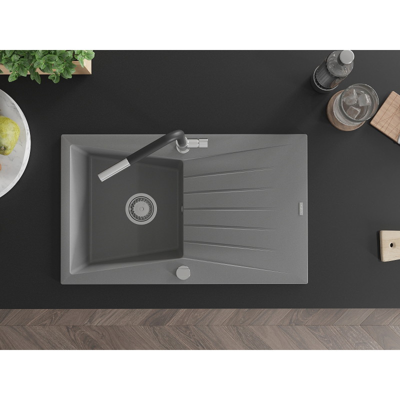 Mexen Cesar гранитна мивка с една камера с отцедник и кухненски смесител