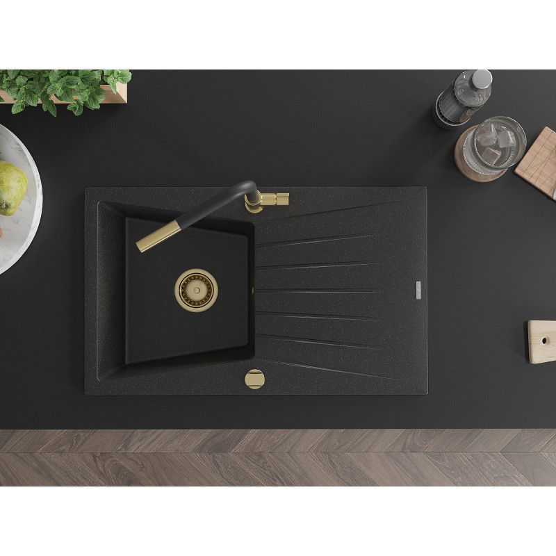 Mexen Cesar гранитна мивка с 1 отделение с отцедник и кухненски смесител