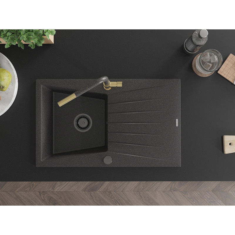 Mexen Cesar гранитна кухненска мивка с 1 отделение с отцедник и кухненски