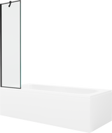 Правоъгълна вана Mexen Vega 170 x 70 cm с облицовка и параван с 1 крило 50 cm, черен модел - 550117070X9505007070