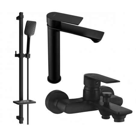 Mexen Royo DQ62 комплект за баня, черен - 72213DQ62-70