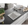 Mexen Enzo гранитна мивка 1-коморна с мивка и кухненски кран Flora, бяла - 6506-20-670401-07