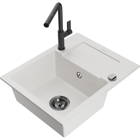 Mexen Enzo гранитна кухненска мивка с 1 камера, отцедник и кухненски