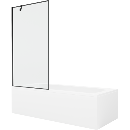 Mexen Vega правоъгълна вана 170 x 70 см с обшивка и 1-крилен параван 90 см, черен