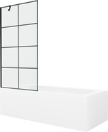 Mexen Vega правоъгълна вана 170 x 70 см с корпус и еднокрил параван 90 см, черен