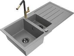 Mexen Andres гранитна мивка с 1,5 отделения и отцедник и кухненски смесител