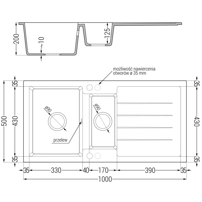 Mexen Andres гранитна мивка 1,5 камери с отцедник и кухненски смесител Flora,