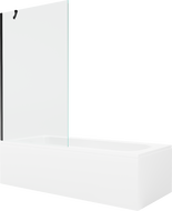 Правоъгълна вана Mexen Vega 180 x 80 cm с облицовка и 1-крилен параван 100 cm, прозрачен, черен - 550118080X9510000070