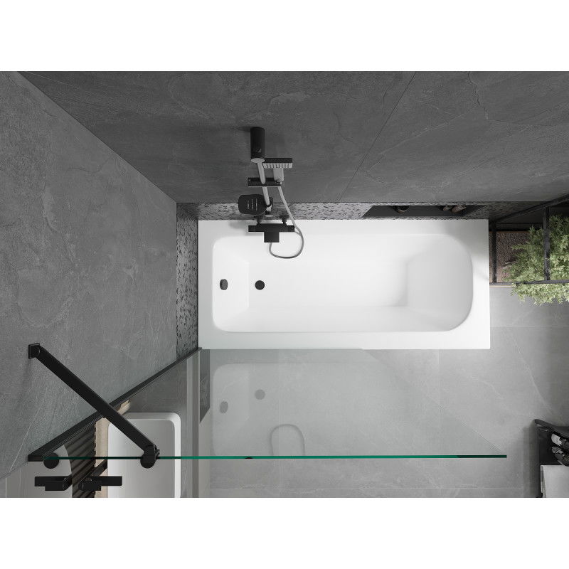 Mexen Vega правоъгълна вана 180 x 80 см с корпус и еднокрилен параван 100 см,