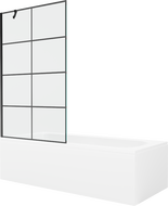 Mexen Vega правоъгълна вана 180 x 80 см с обшивка и 1-крилен параван 100 см, черен