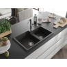 Mexen Tomas гранитна мивка с 2 отделения и кухненски смесител Flora,