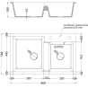 Mexen Tomas гранитна мивка с 2 корита и кухненски смесител Flora, черен на