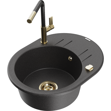 Mexen Kevin гранитна мивка с 1 отделение, отцедник и кухненски смесител Flora,