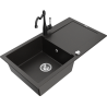Mexen Leo гранитна мивка с 1 отделение с дренаж и кухненски смесител Карла,