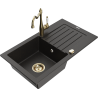 Mexen Pablo гранитна мивка с 1 отделение с отцедник и кухненска батерия Carla,