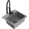 Mexen Milo Гранитна мивка с 1 отделение и кухненски смесител Aster, сив - 6505-71-73450-70-B