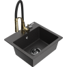 Mexen Milo гранитна мивка с 1 отделение с кухненски смесител Aster, черна на